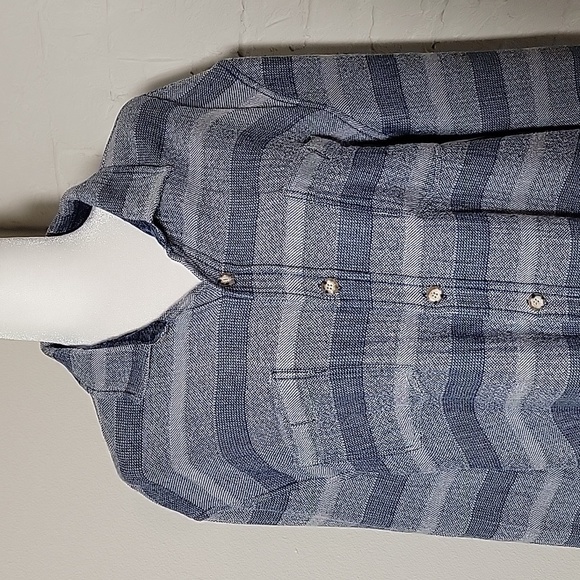 Johnnie-O Teton Shacket Shirt Stripe Button Down Collared Long Sleeve Pockets XL - Picture 4 of 15